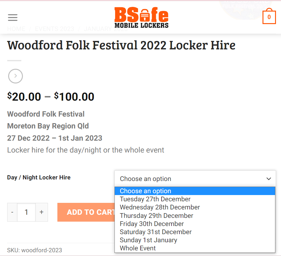 Bsafemobilelockers Woodford Folk Festival locker hire